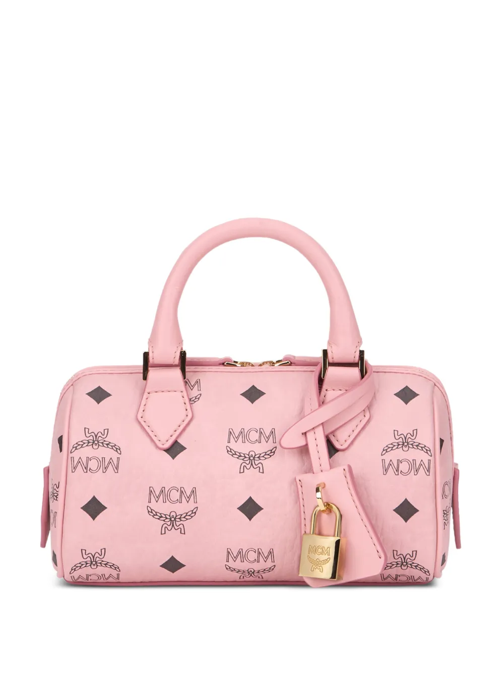 MCM Mini Ella Boston Tote Bag mit Monogramm - Rosa