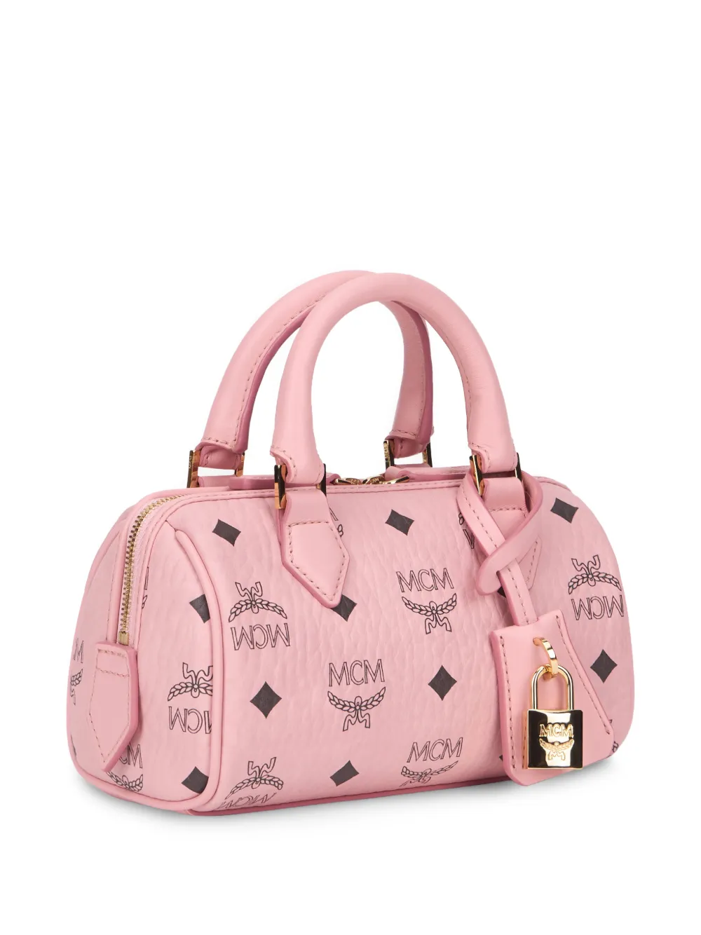MCM Ella Boston mini-shopper met monogram Roze