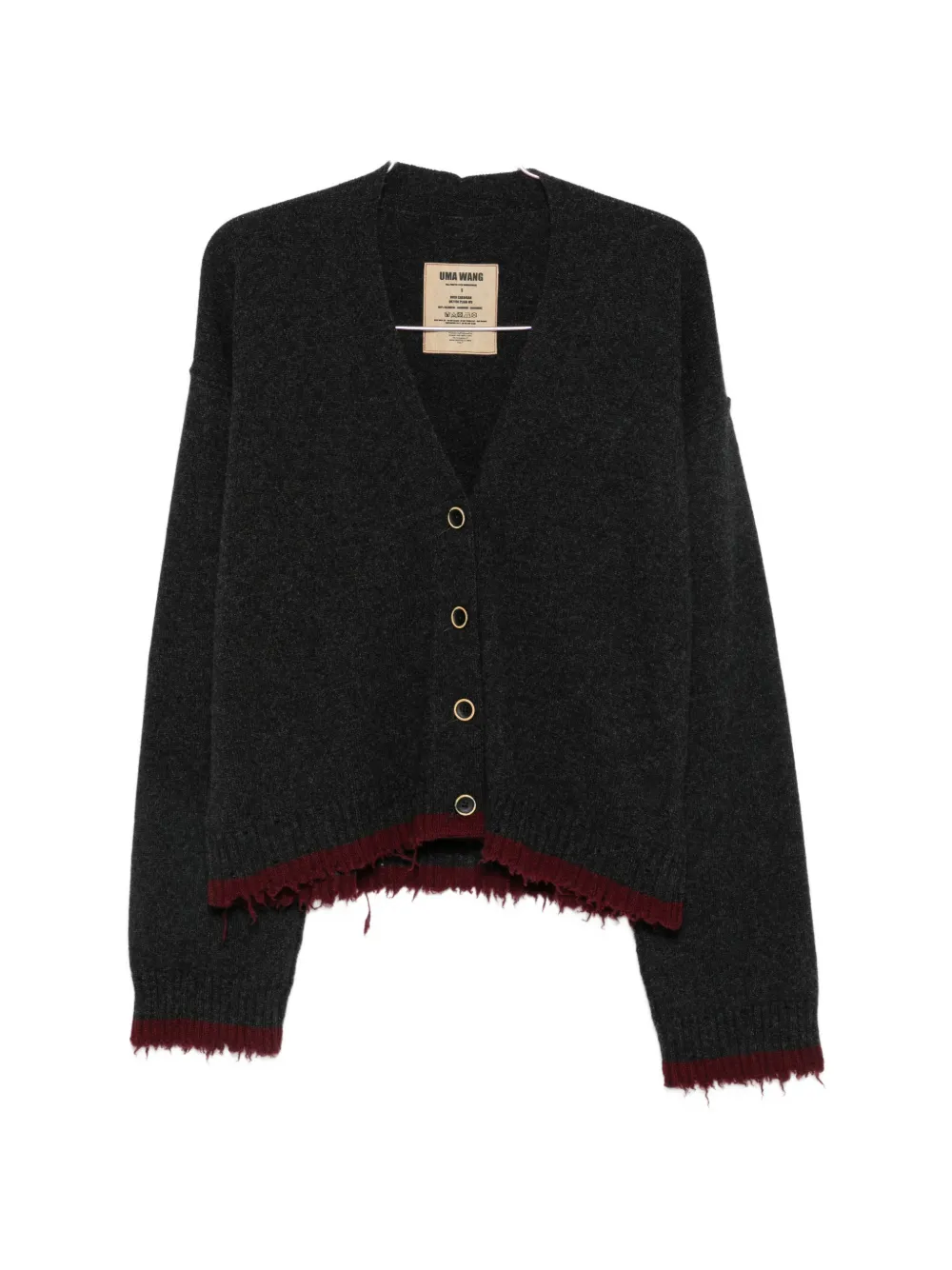 Uma Wang distressed-trim oversized cardigan - Grau