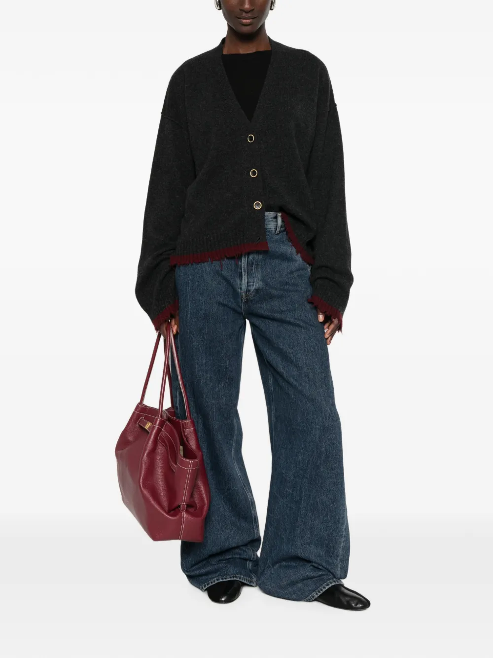 Uma Wang Oversized vest met gerafelde afwerking Grijs
