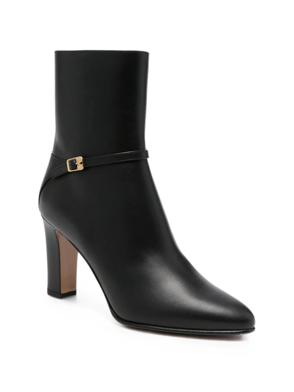 Valentino Garavani buckle-strap leather ankle boots Zwart