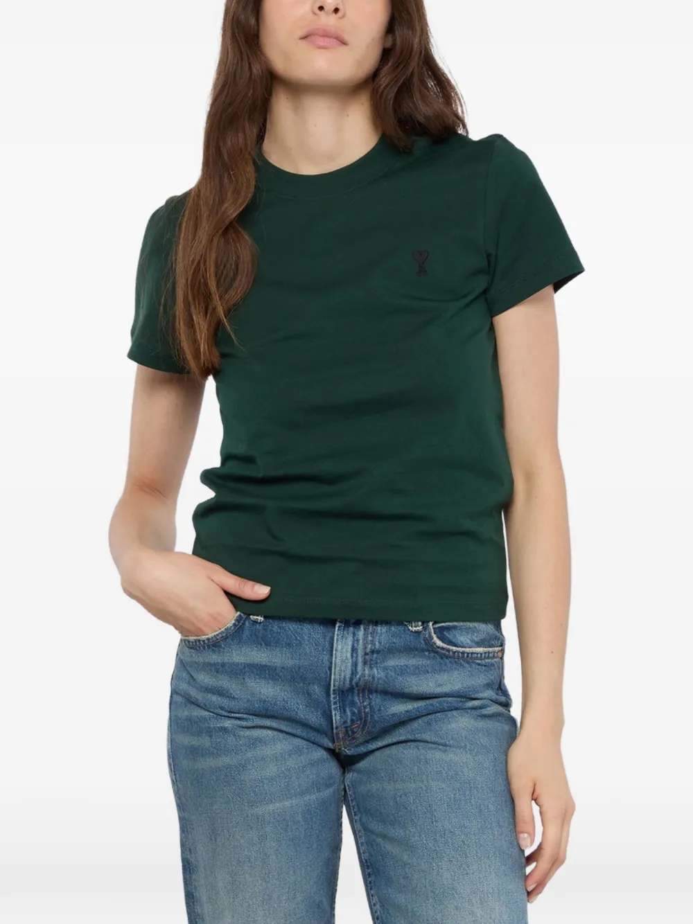 AMI Paris T-shirt met logo Groen