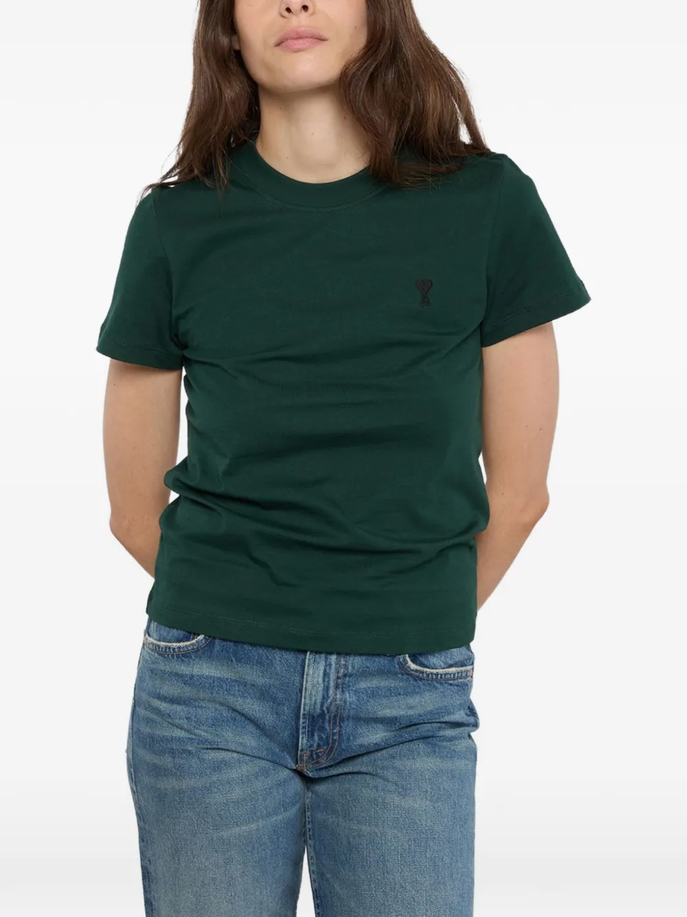 AMI Paris T-shirt met logo Groen