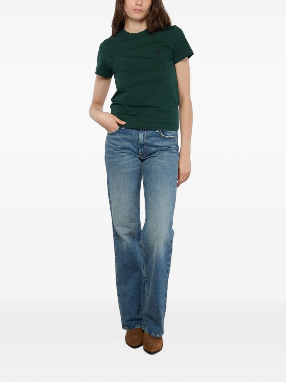 AMI Paris T-shirt met logo Groen