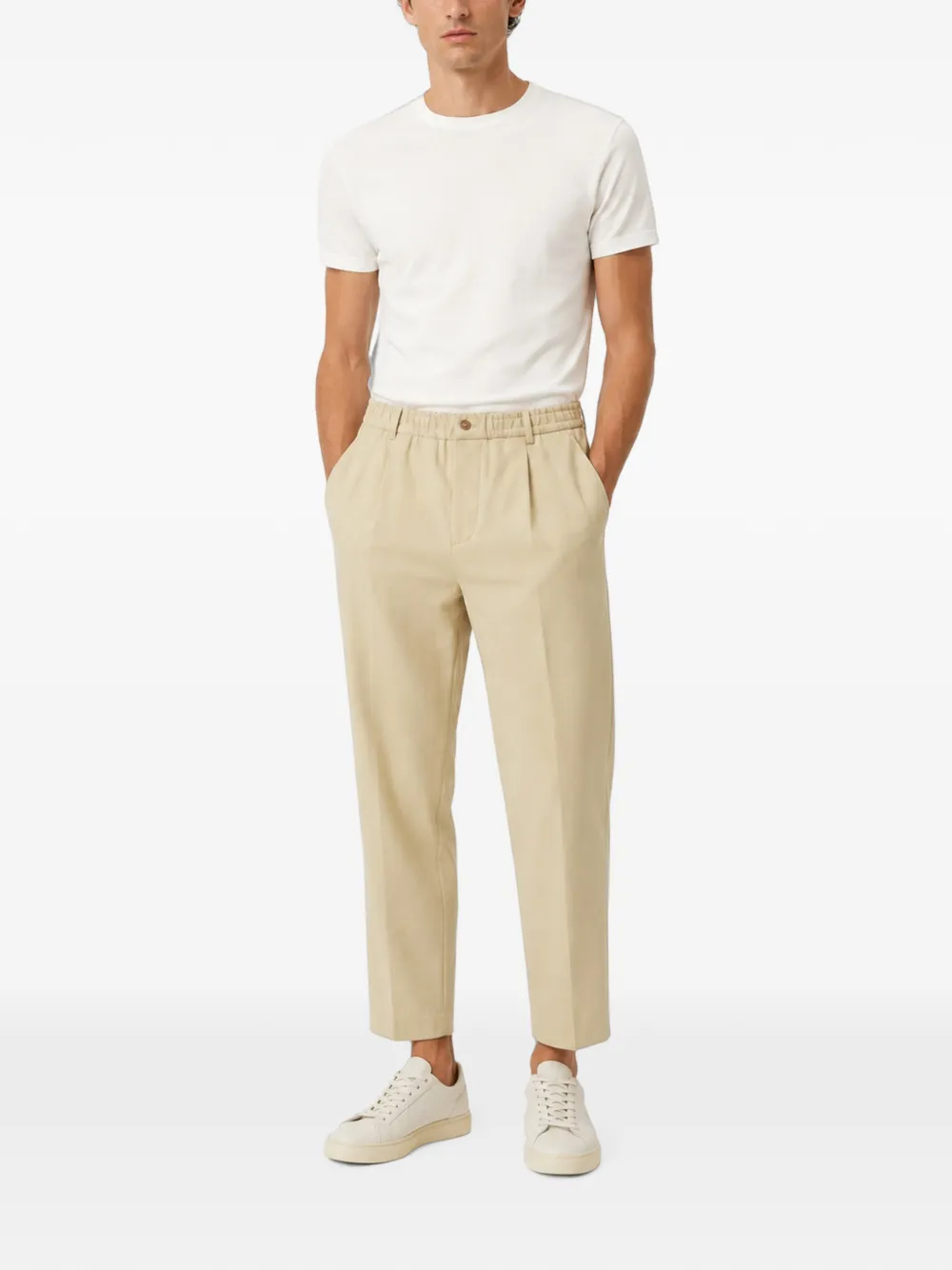 Maison Kitsuné Plooibroek met elastische tailleband Beige