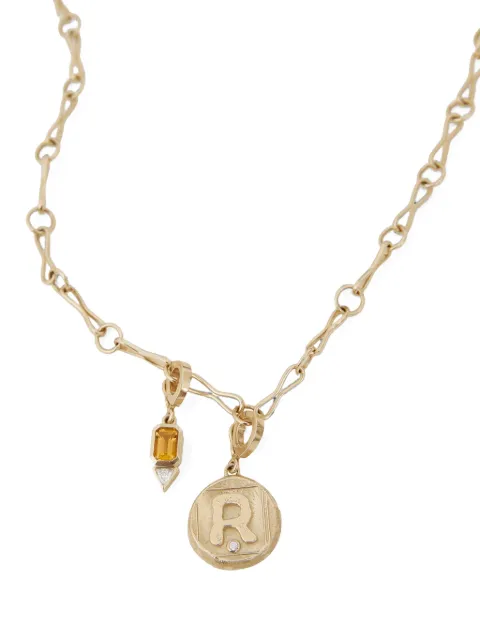 Azlee diamond initial coin pendant