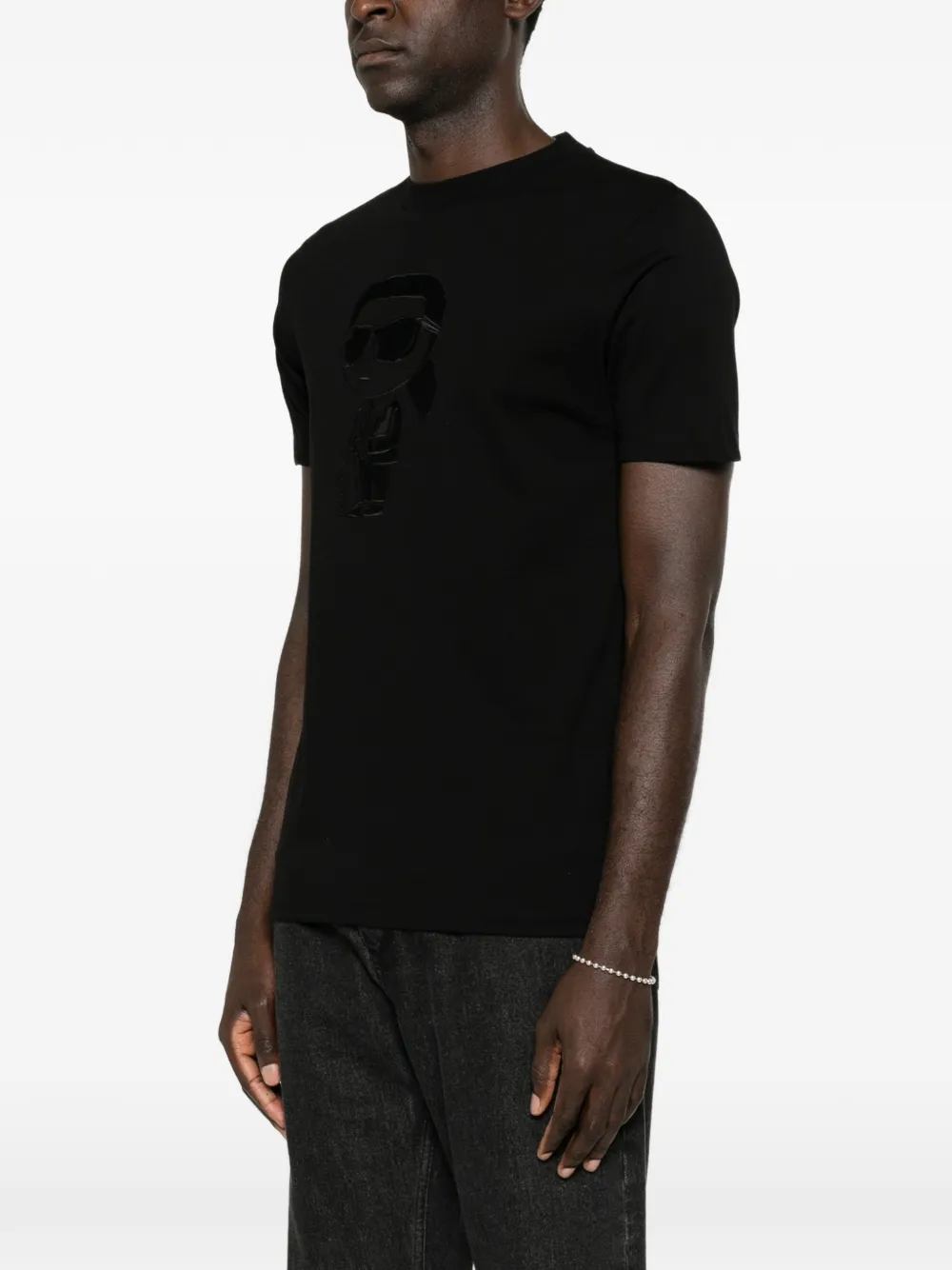 Karl Lagerfeld Katoenen T-shirt met Ikonik-patch Zwart