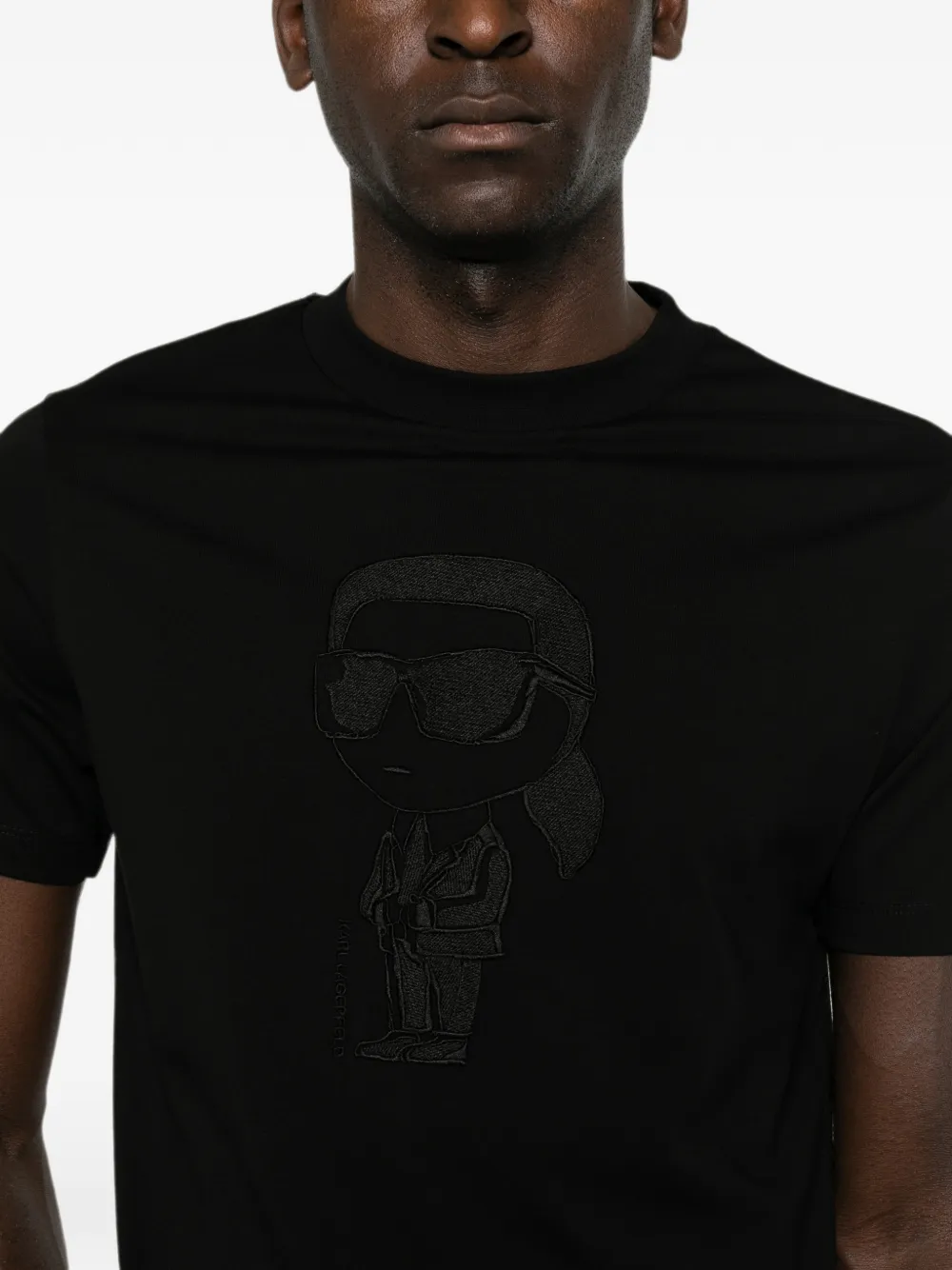 Karl Lagerfeld Katoenen T-shirt met Ikonik-patch Zwart