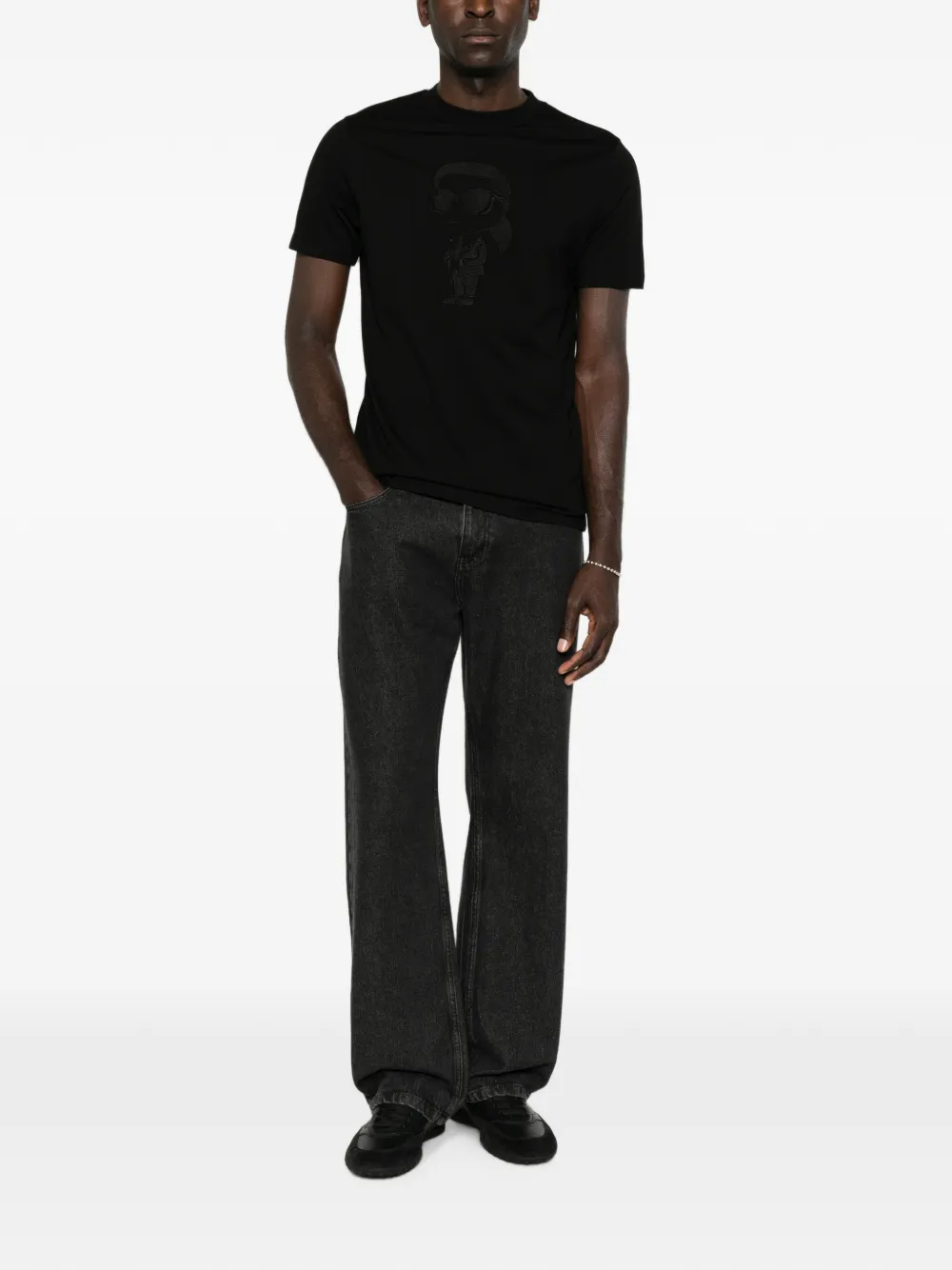 Karl Lagerfeld Katoenen T-shirt met Ikonik-patch Zwart