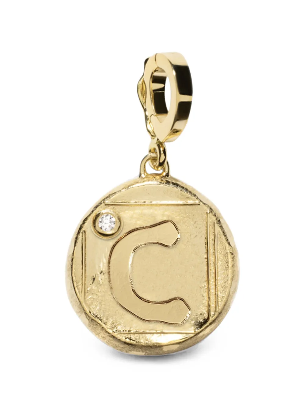 Azlee diamond initial coin pendant - Oro