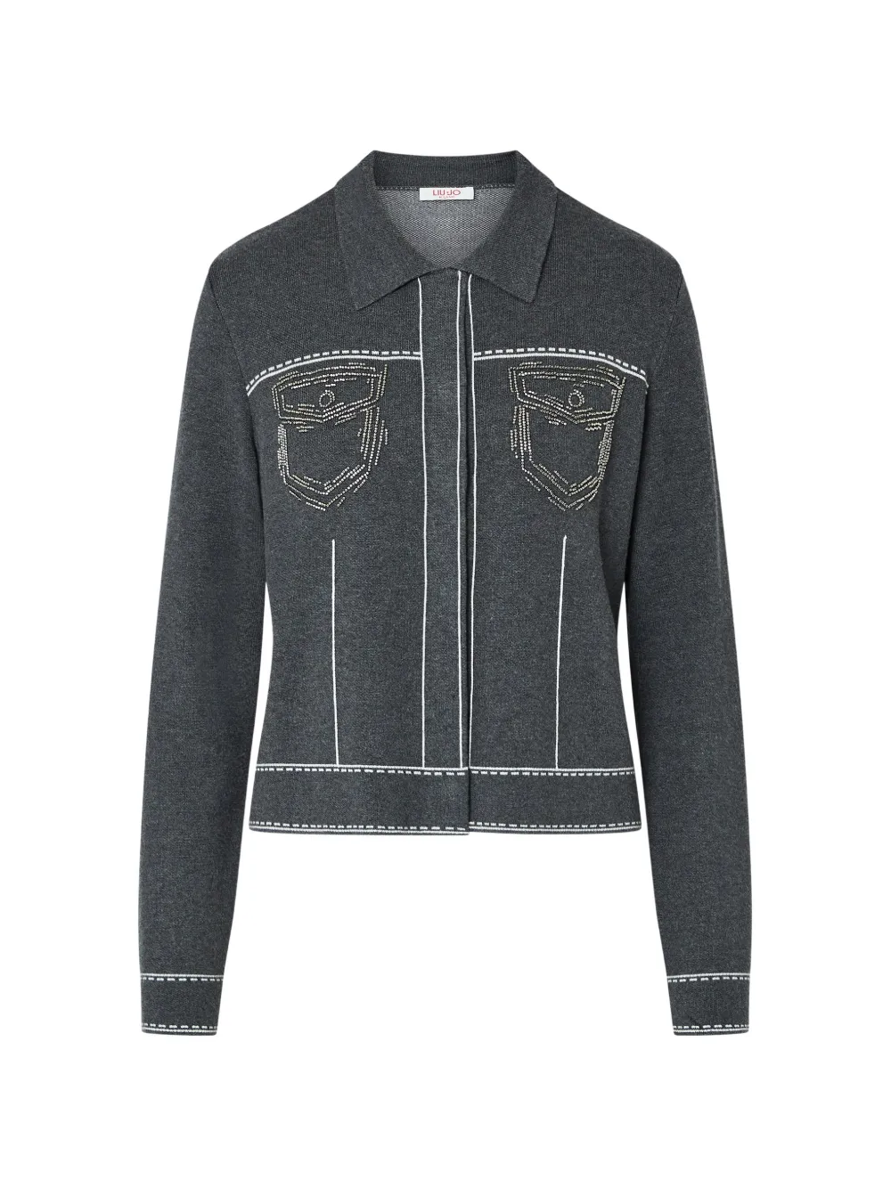 LIU JO knit jacket with beads - Grigio