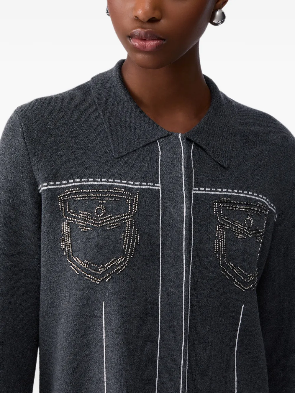 LIU JO knit jacket with beads Grijs