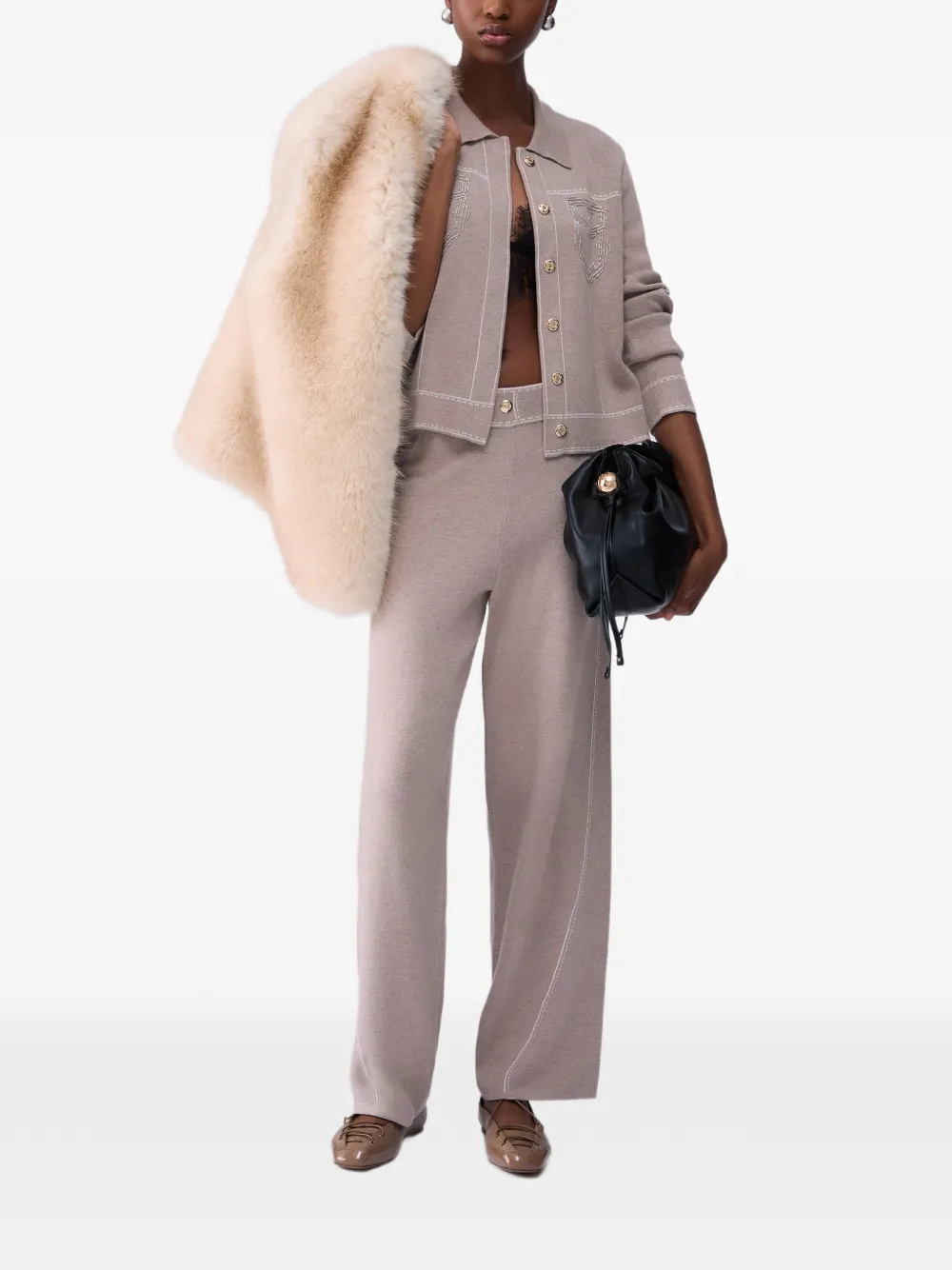 LIU JO knit jacket with beads Beige