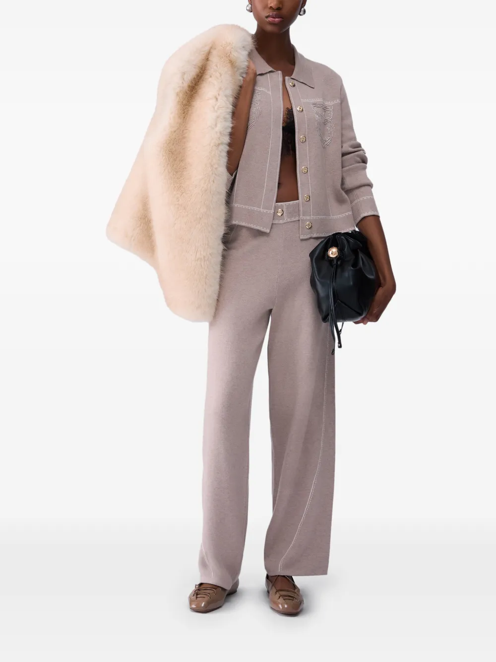 LIU JO Broek met contrasterende stiksels Beige