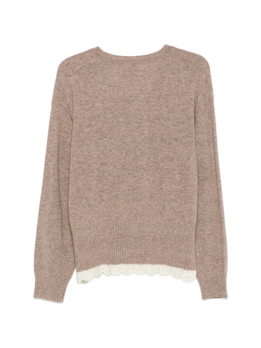 The Garment Como trui met gehaakte afwerking en V-hals Beige