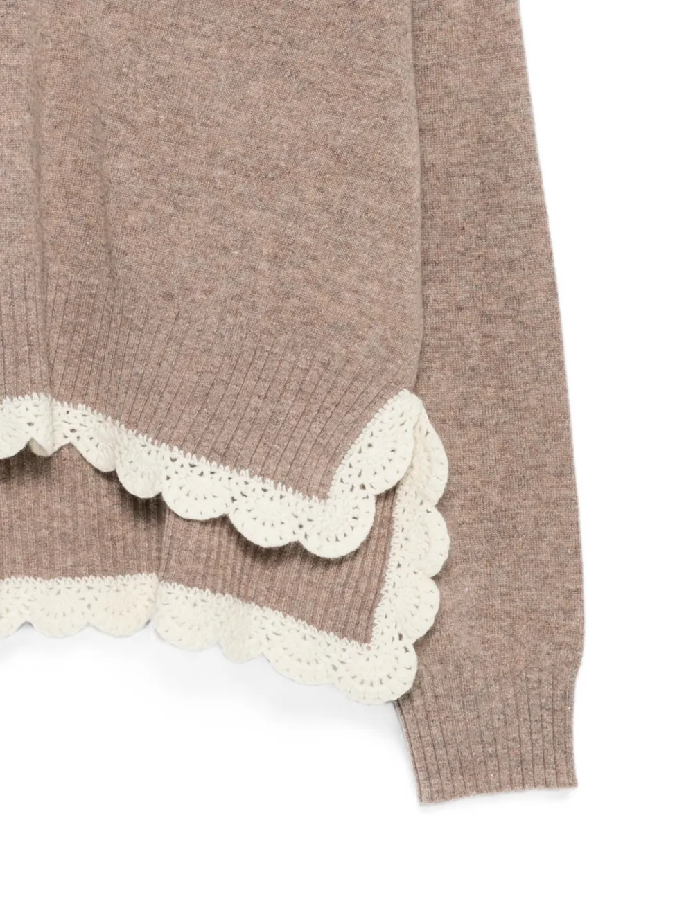 The Garment Como trui met gehaakte afwerking en V-hals Beige