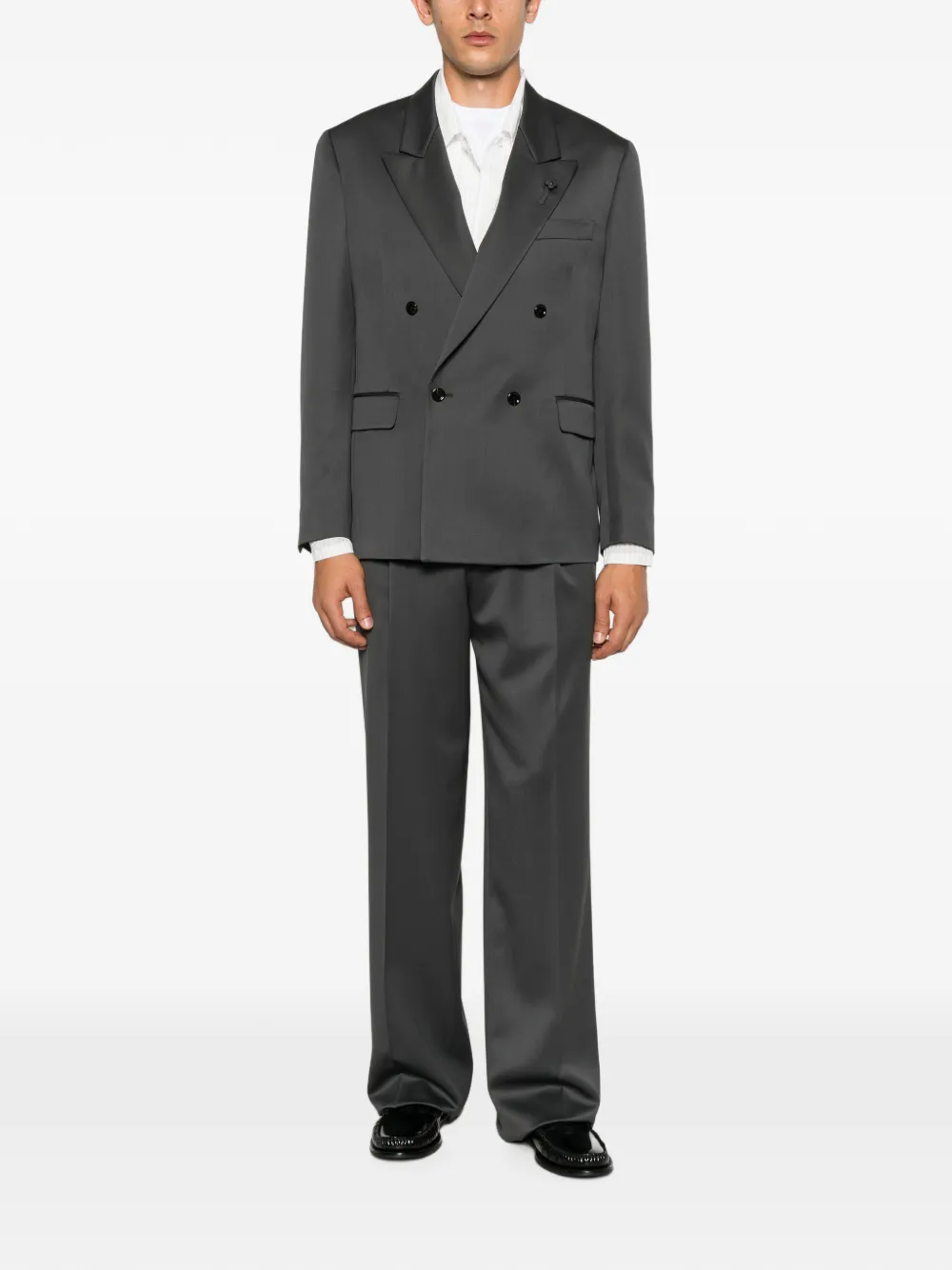Lardini double-breasted peak-lapel blazer Grijs