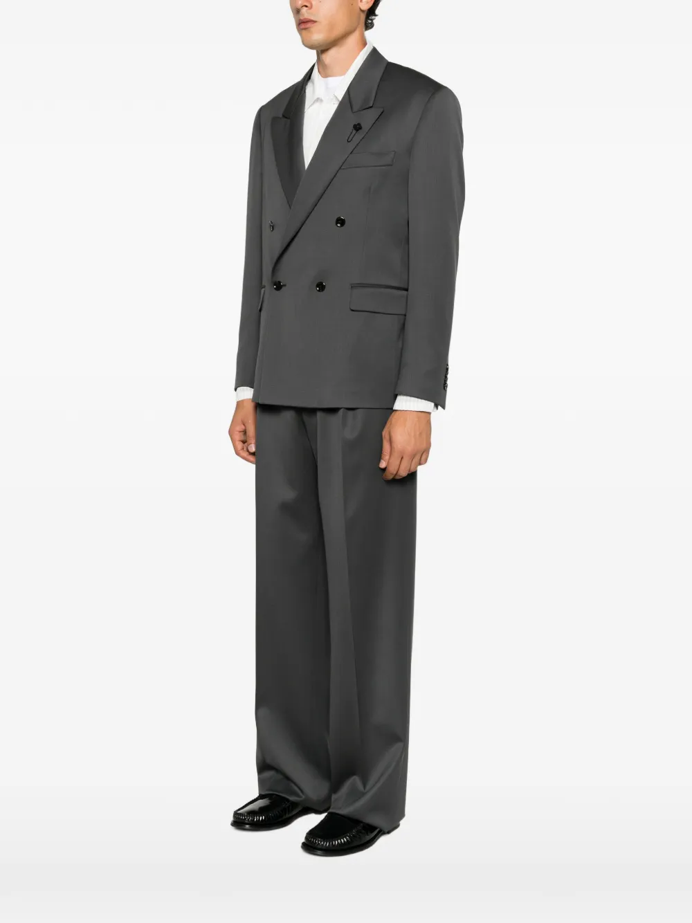 Lardini double-breasted peak-lapel blazer Grijs