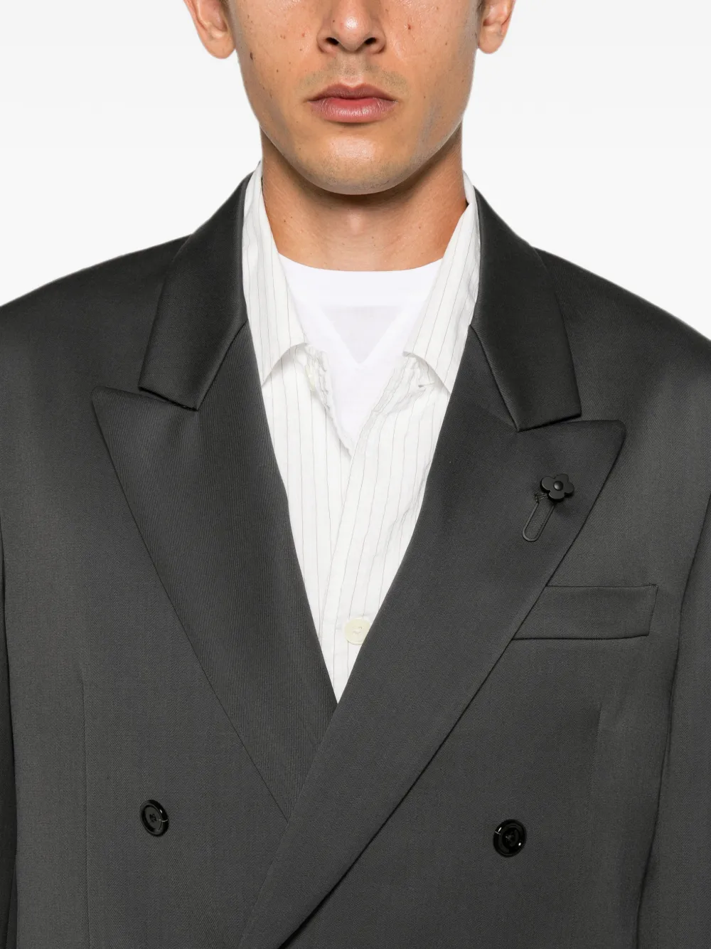 Lardini double-breasted peak-lapel blazer Grijs