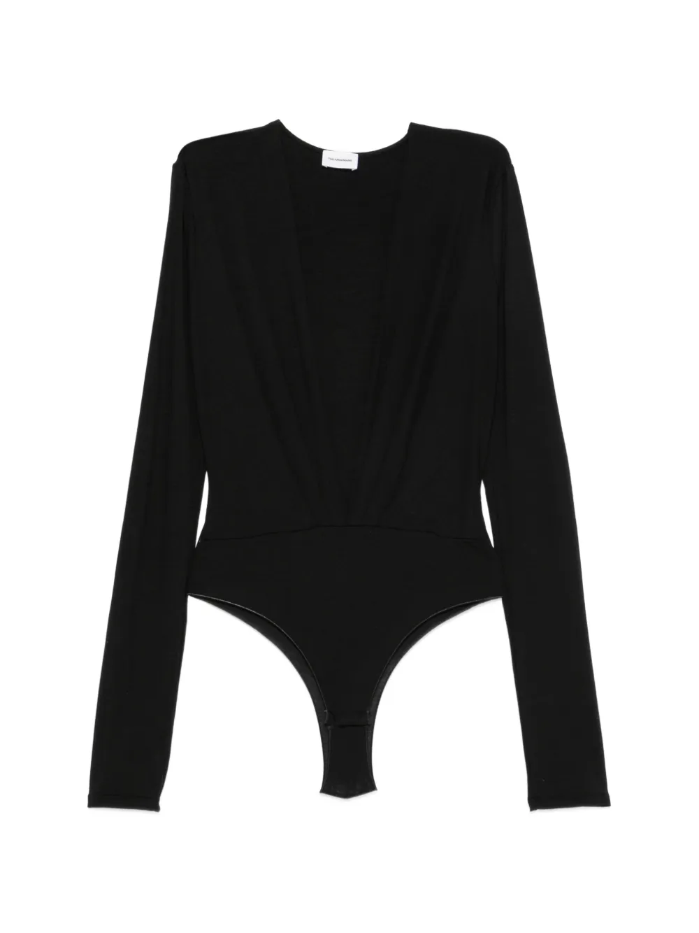 THE ANDAMANE Zelda plunging long-sleeve bodysuit - Nero