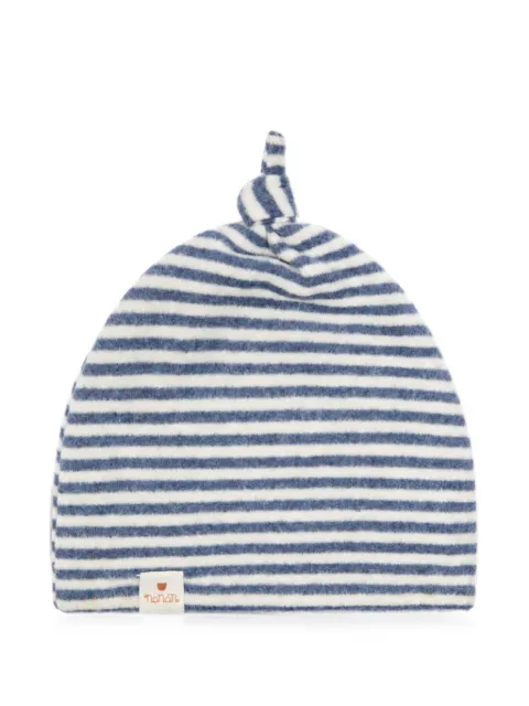 NANAN striped knot-detail beanie hat