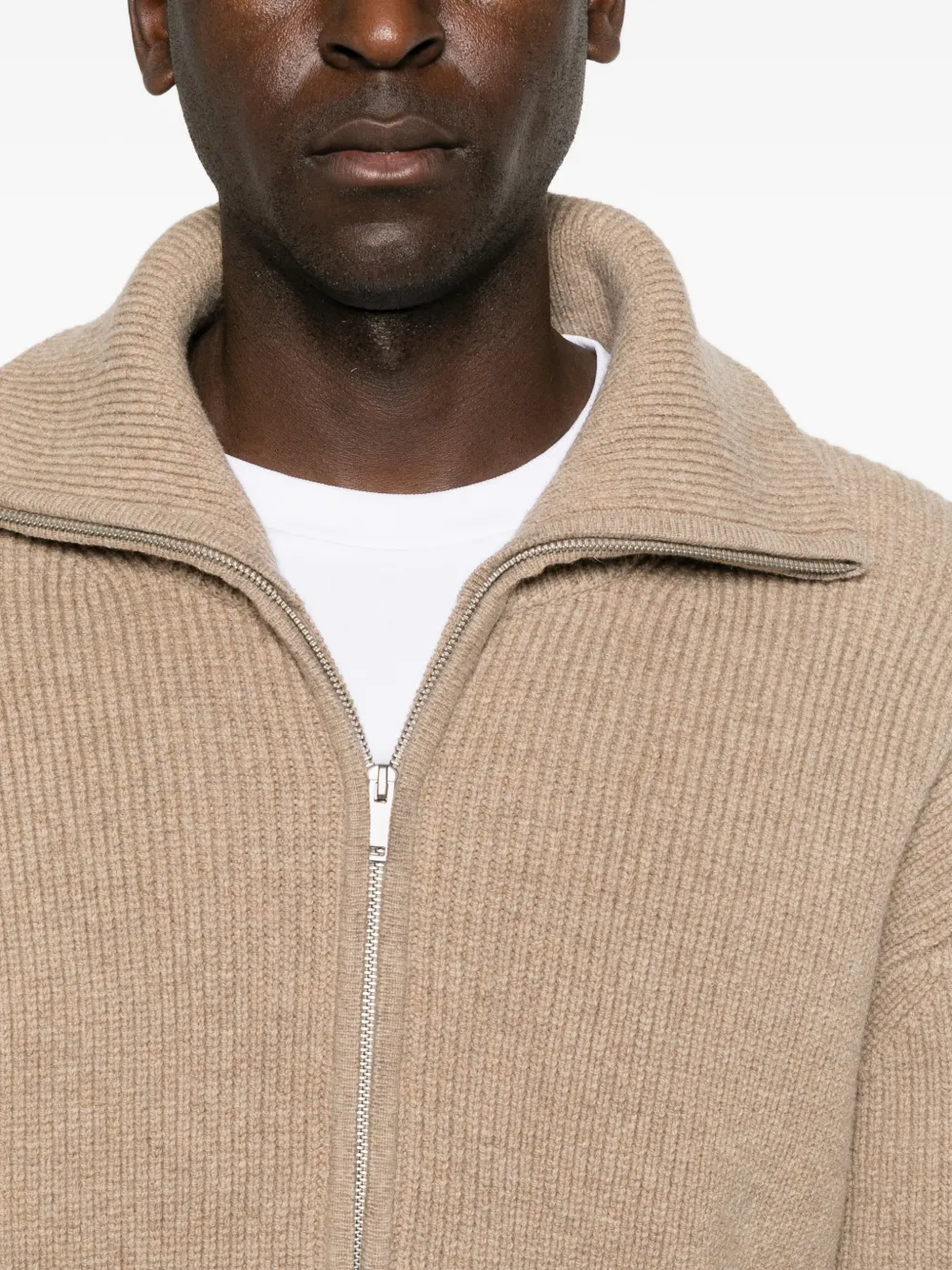Studio Nicholson ribbed zip-up sweater Beige