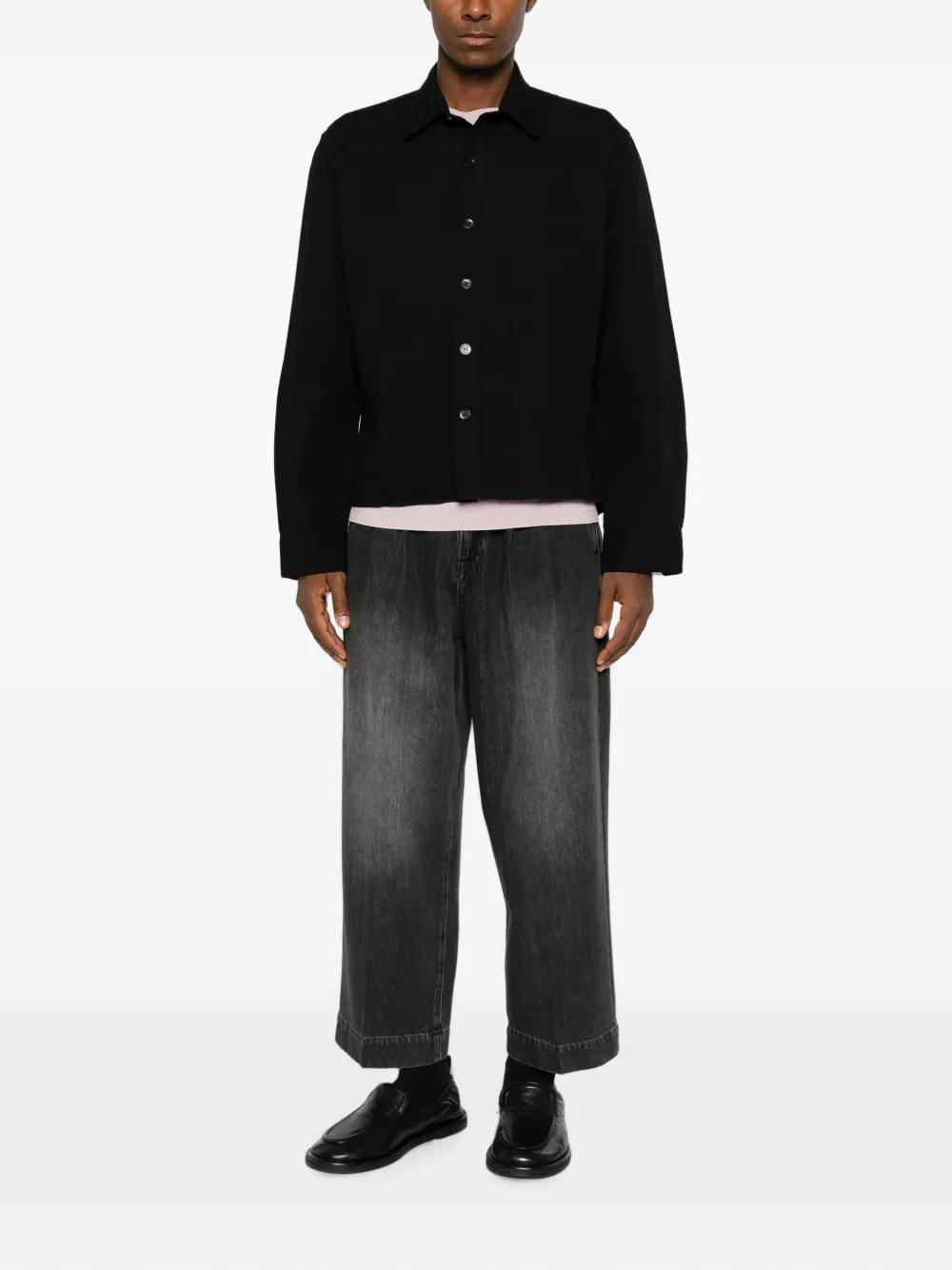 Studio Nicholson Button-up shirtjack Zwart