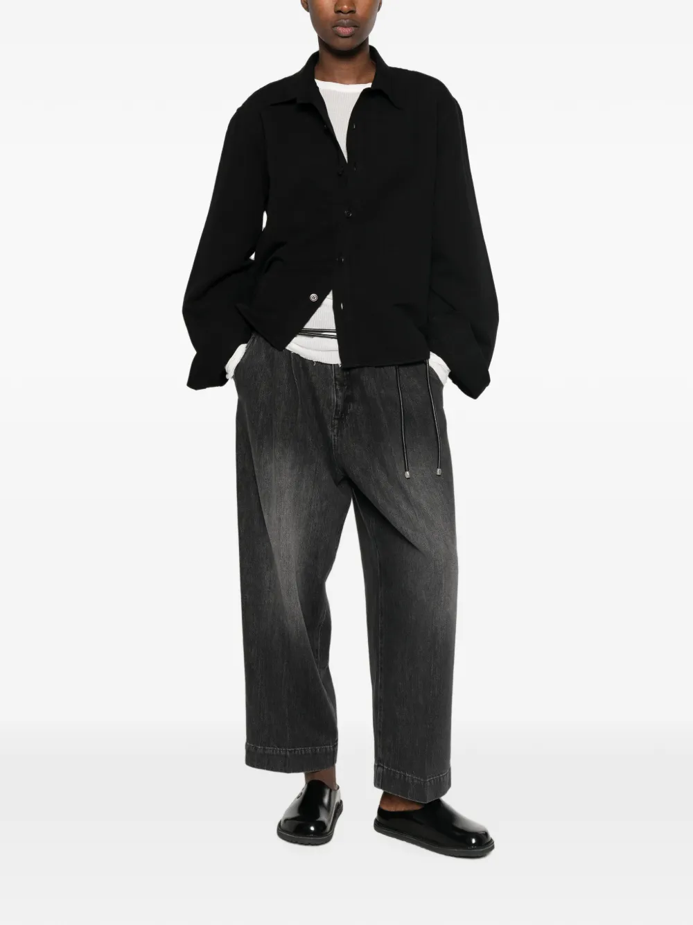 Studio Nicholson Button-up shirtjack Zwart