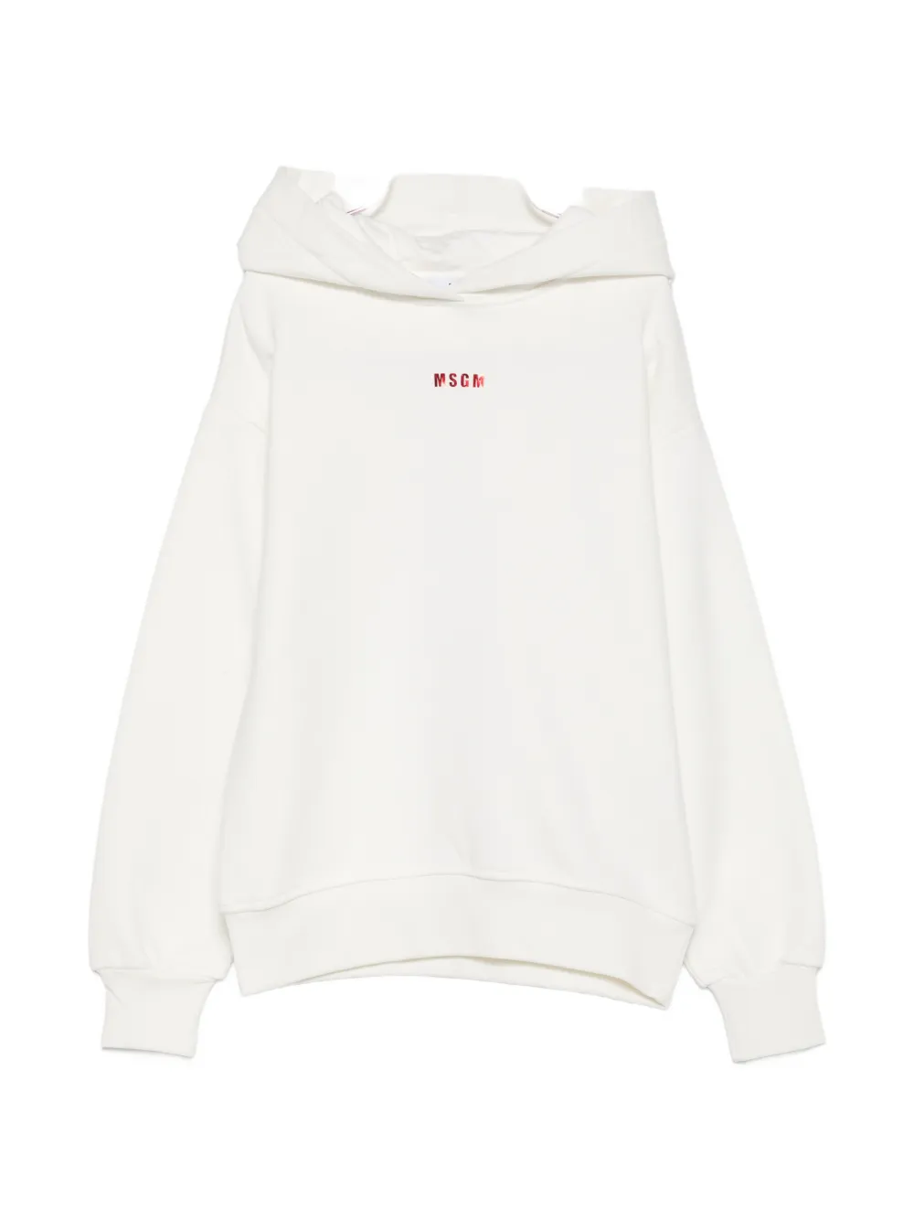 MSGM Kids logo-print metallic-effect hoodie - Bianco