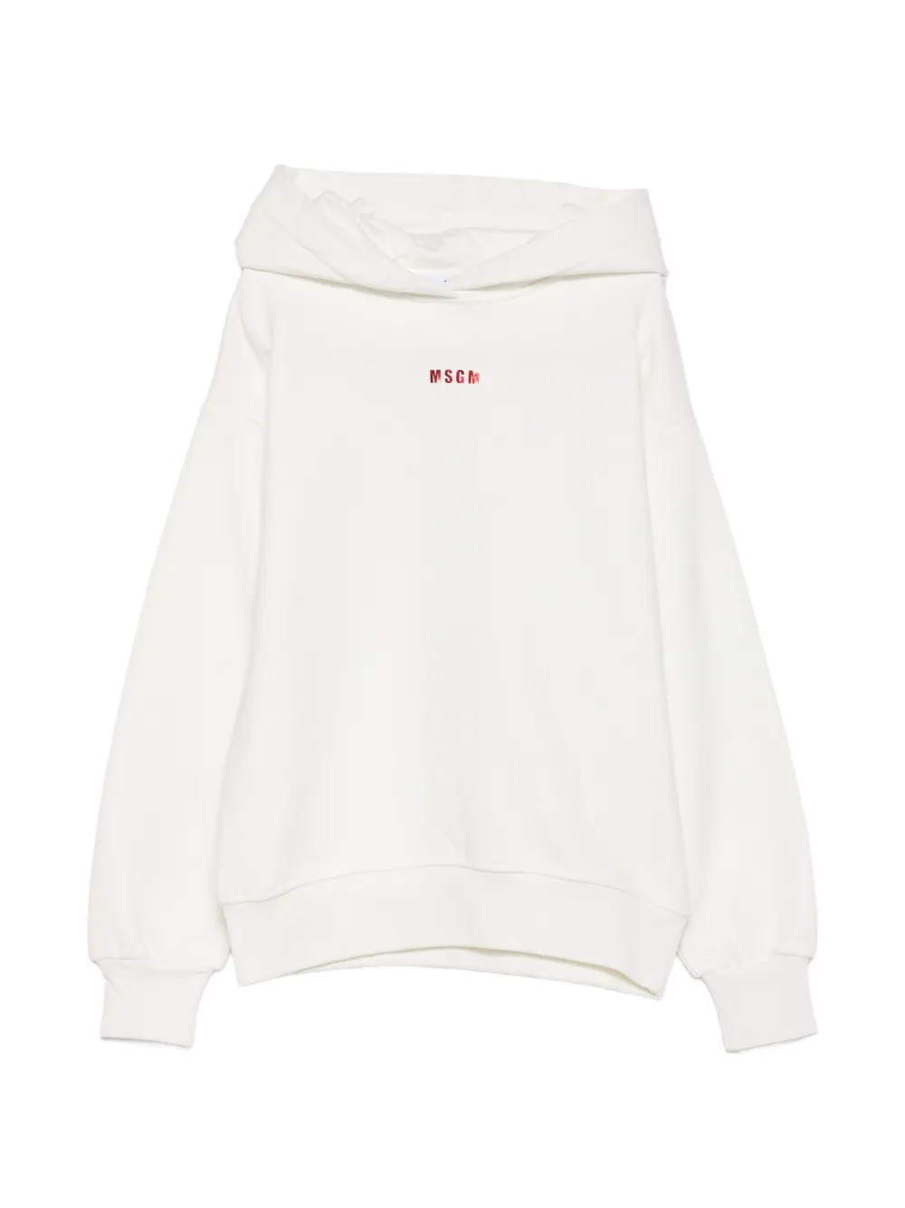 MSGM Kids logo-print metallic-effect hoodie - Bianco