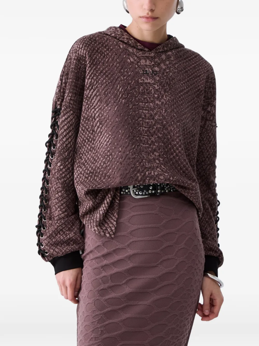 LIU JO Sweater met dierenprint Bruin