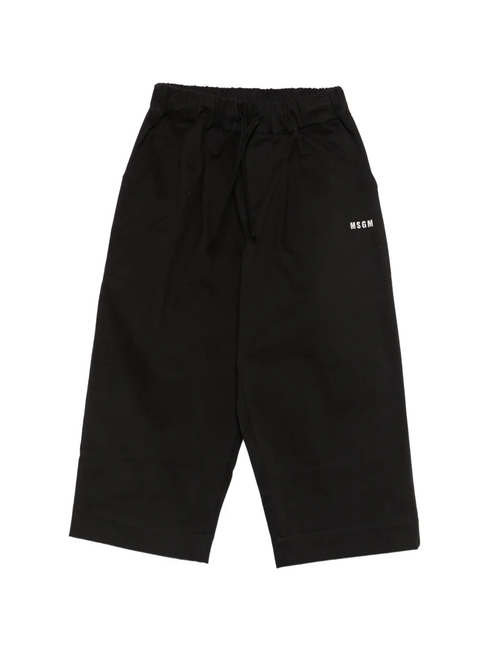 MSGM Kids logo-embroidered drawstring trousers - Nero