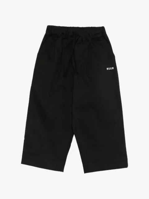 MSGM Kids logo-embroidered drawstring trousers