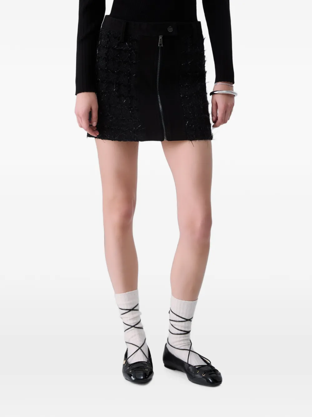 LIU JO Bouclé mini-rok met rits Zwart
