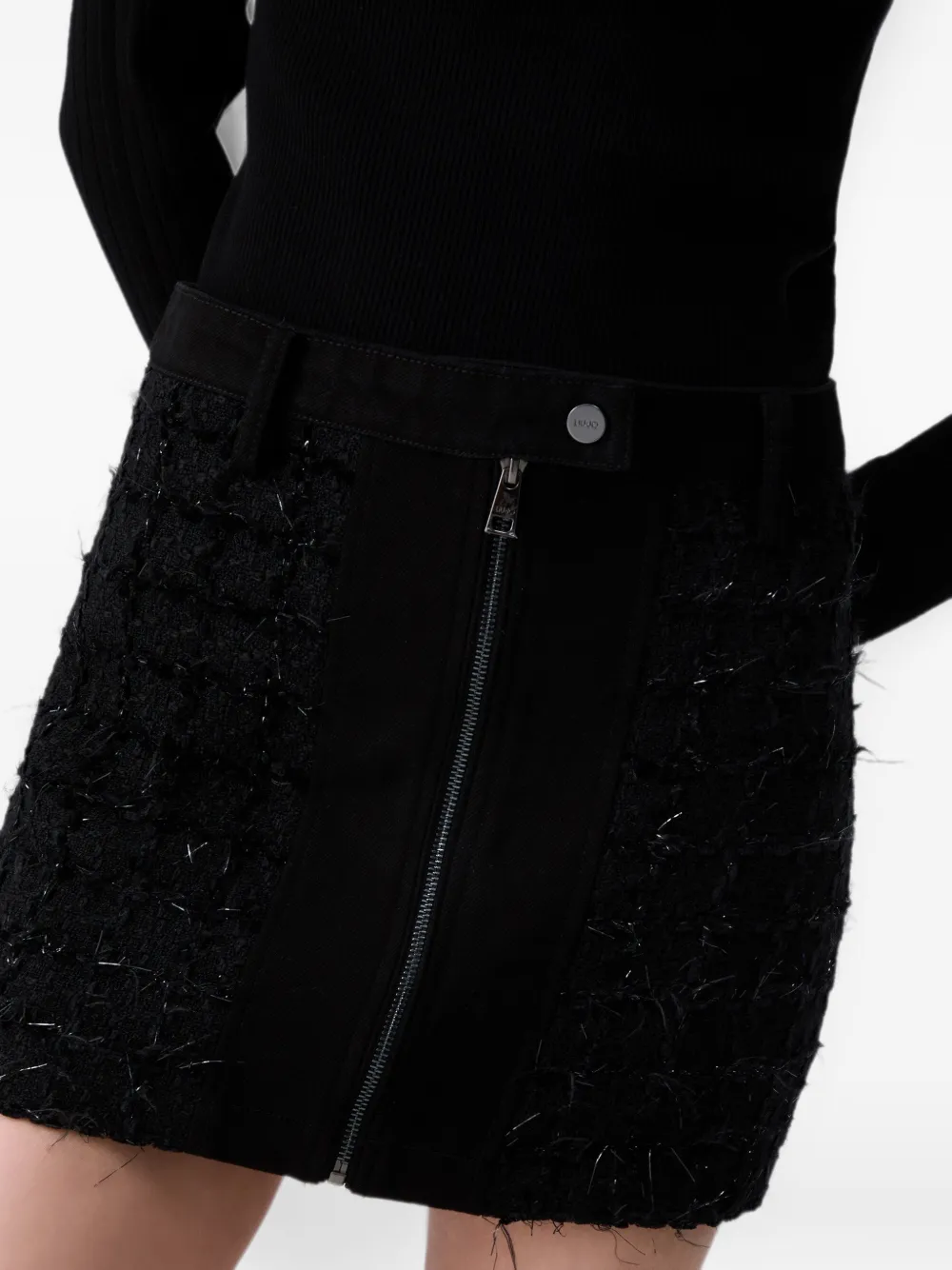 LIU JO Bouclé mini-rok met rits Zwart