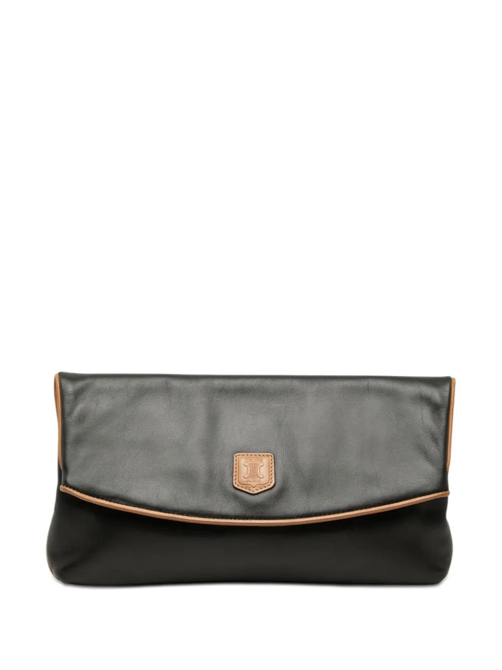Celine Pre-Owned 2005 Leather Triomphe Foldover clutch bag - Black
