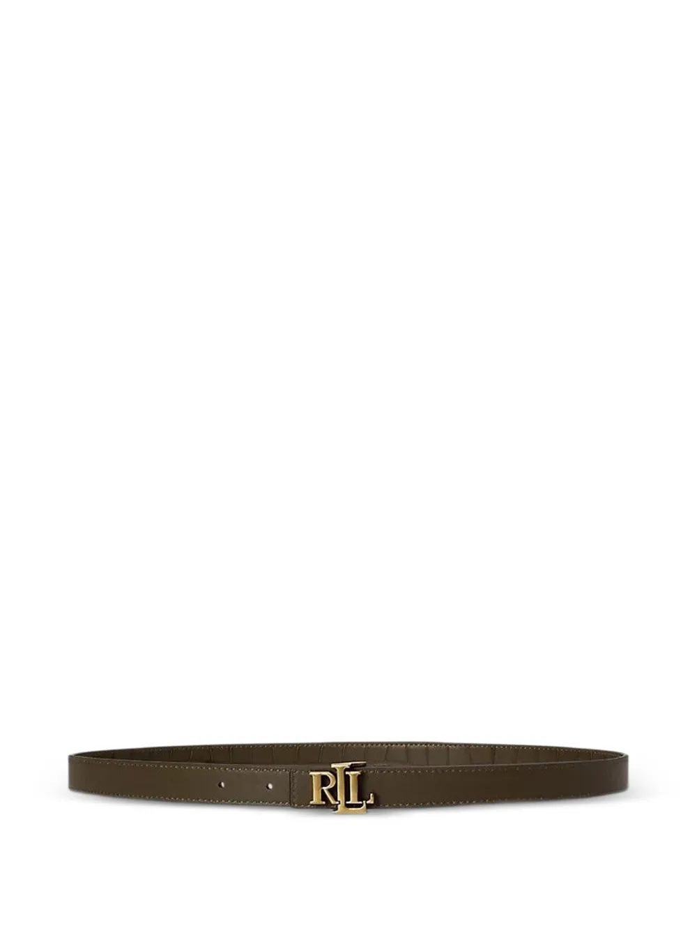 Lauren Ralph Lauren Leren riem met logogesp Bruin