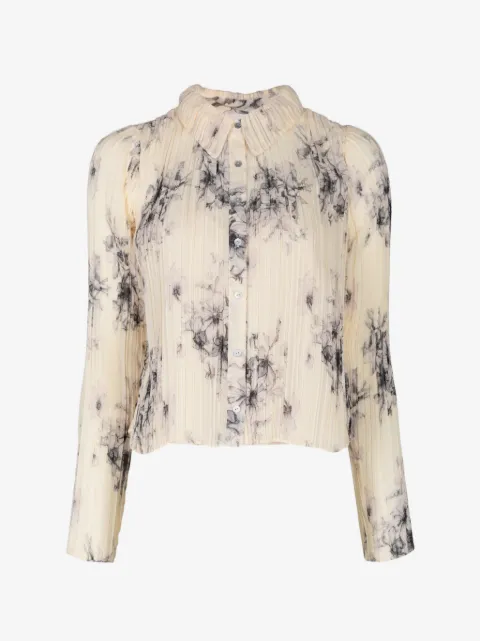 Cinq A Sept blusa Delaine con estampado floral y efecto plisado