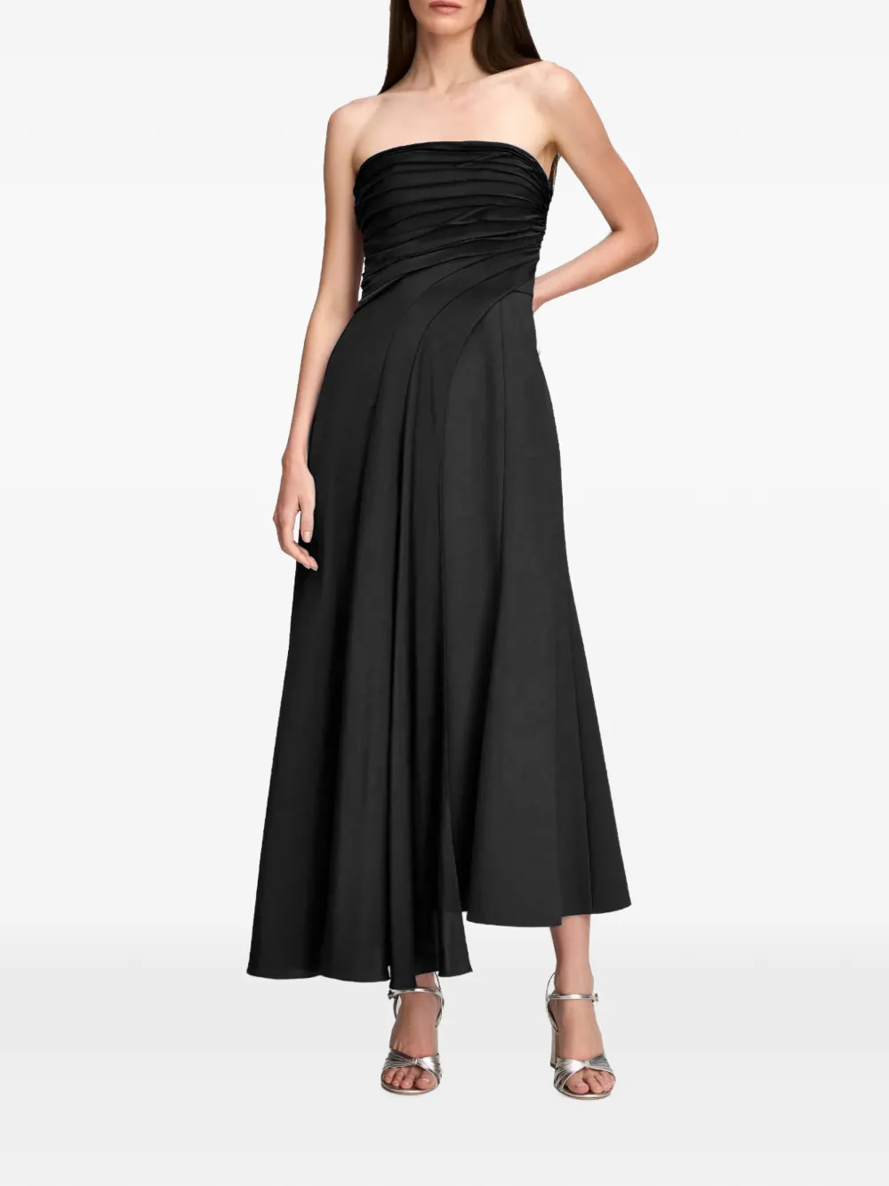 Cinq A Sept Clarisse asymmetrische jurk met ruches Zwart