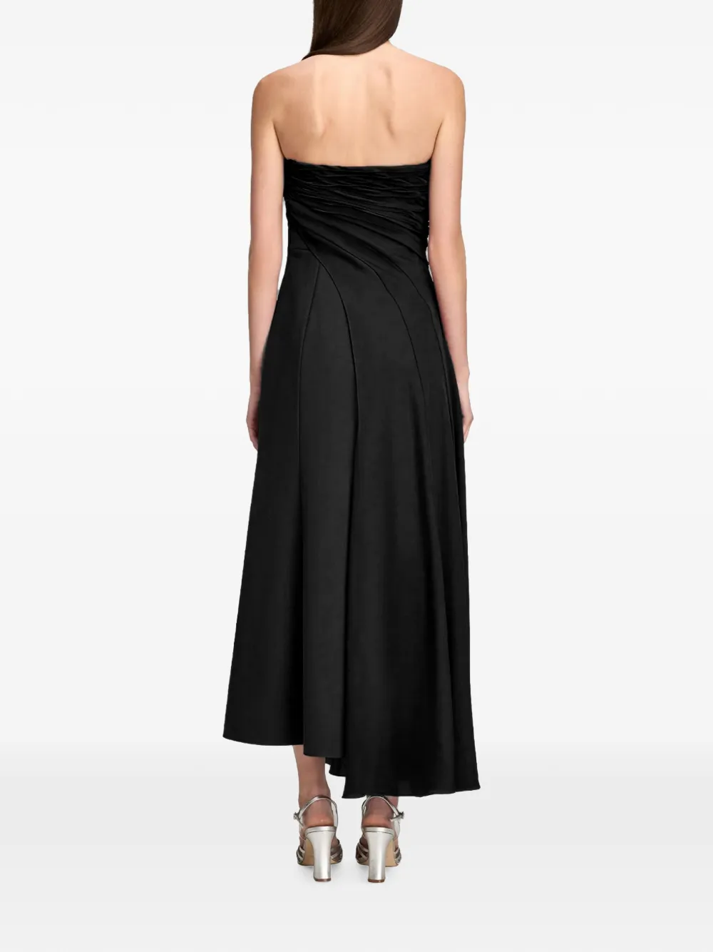 Cinq A Sept Clarisse asymmetrische jurk met ruches Zwart