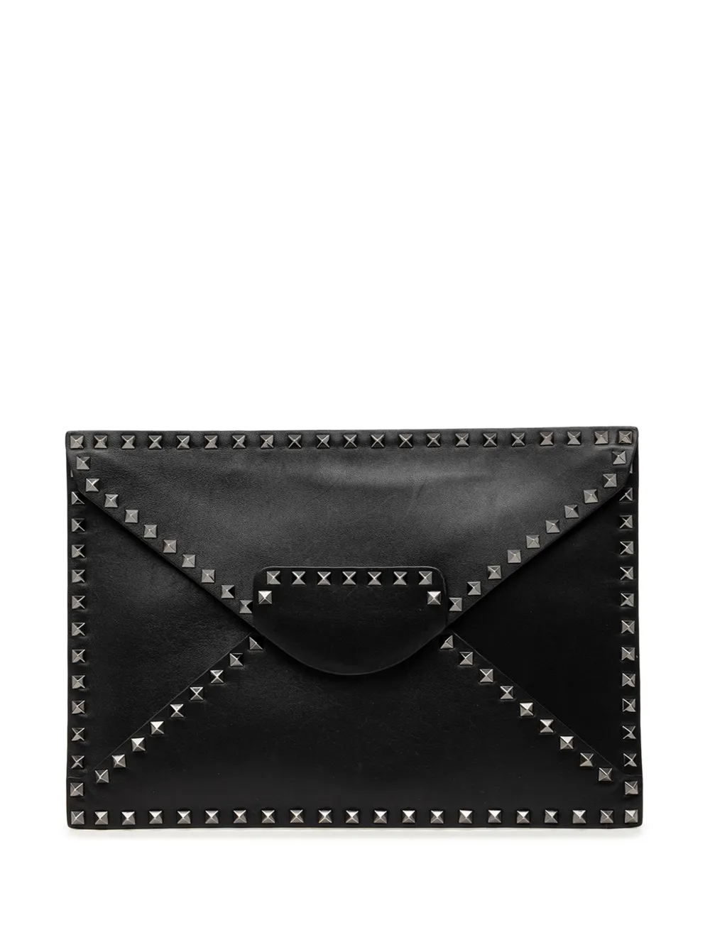 Valentino Garavani Pre-Owned 2000-2017 Leather Rockstud Untitled Envelope clutch bag - Black