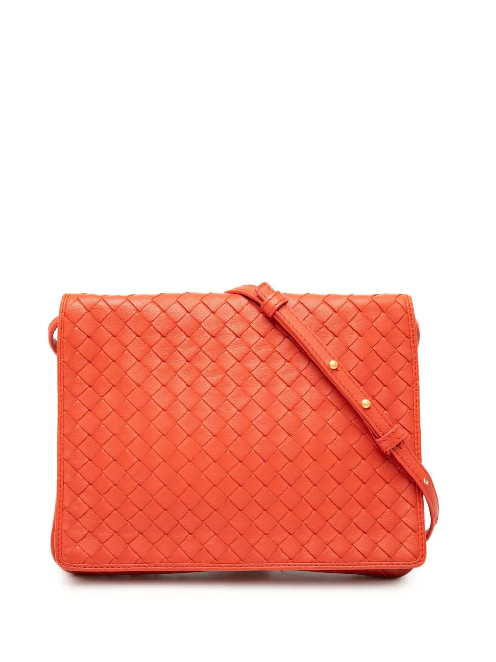 Bottega Veneta Pre-Owned 2012-2026 Intrecciato Flap Umhängetasche aus Nappaleder - Orange