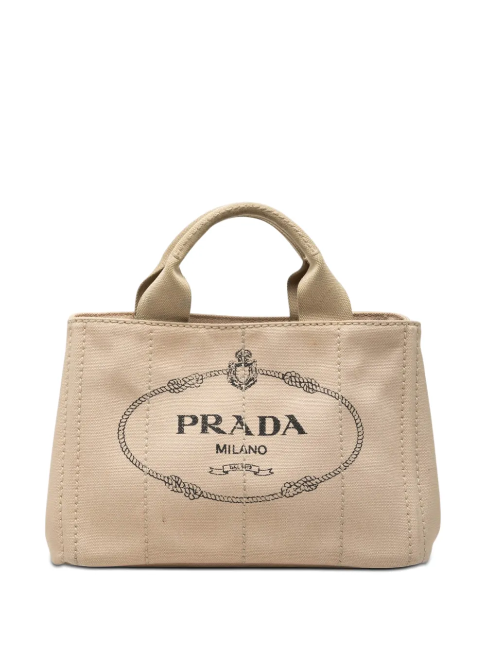 Prada Pre-Owned 2013-2026 Small Canvas Canapa Logo Tote satchel - Neutrals