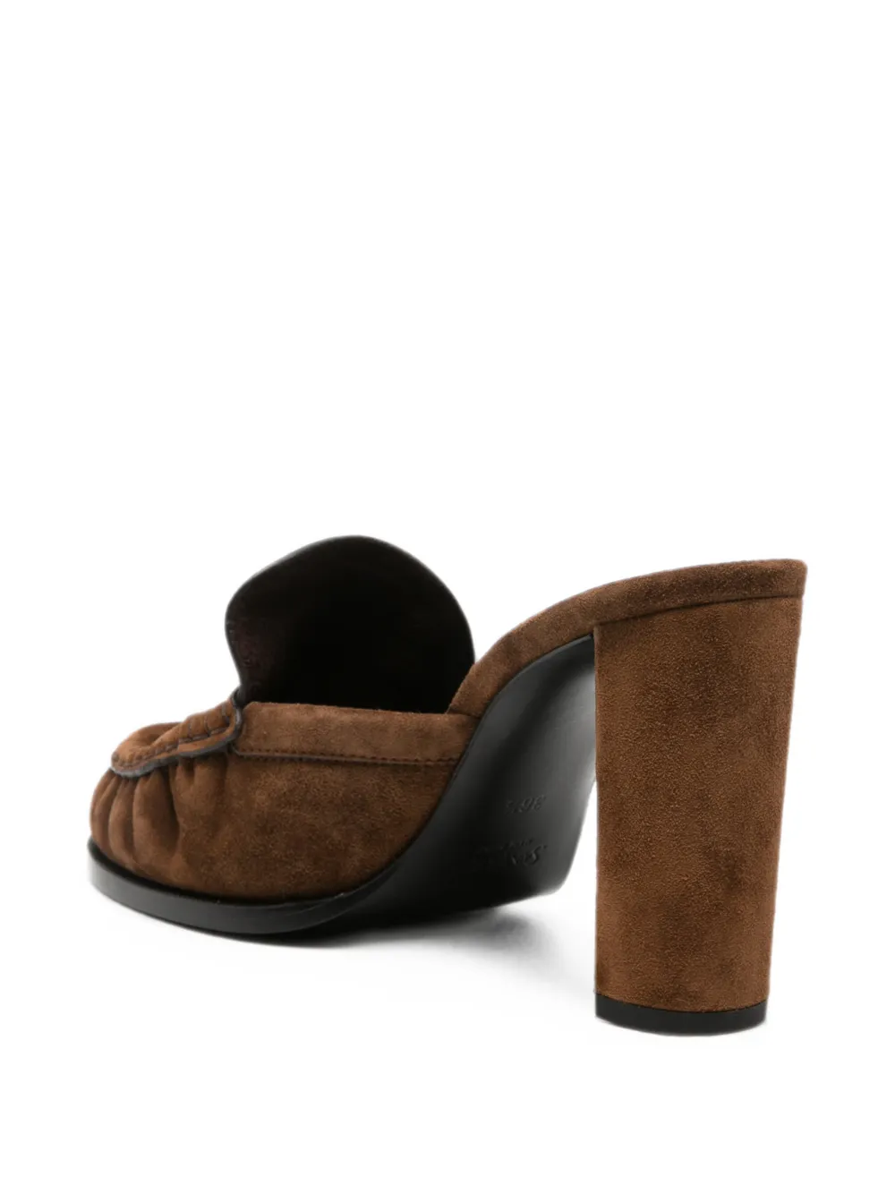 Saint Laurent Le Loafer suede heeled mules Bruin