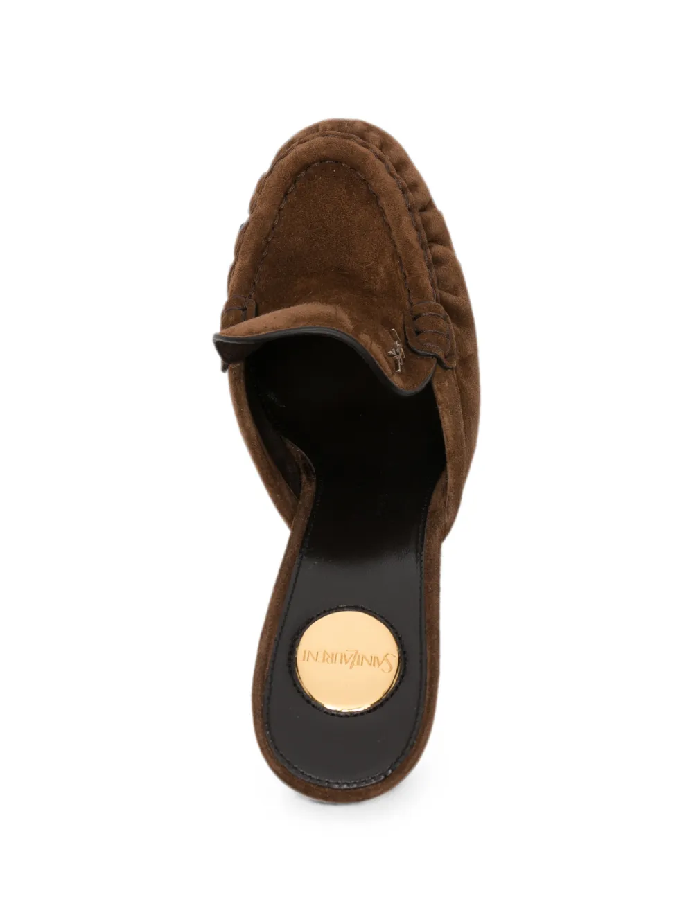 Saint Laurent Le Loafer suede heeled mules Bruin