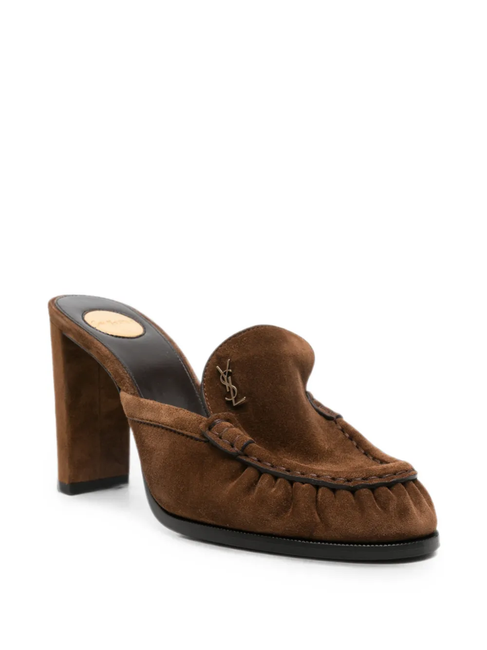 Saint Laurent Le Loafer suede heeled mules Bruin