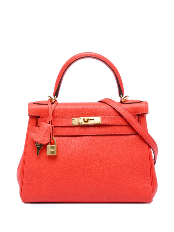 Hermès Pre-owned 2015 Clemence Kelly II Retourne 28 Satchel in Orange