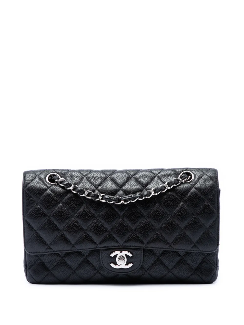 CHANEL Pre-Owned Borsa a spalla media in pelle Caviar con doppio battente 2008-2009 - Nero