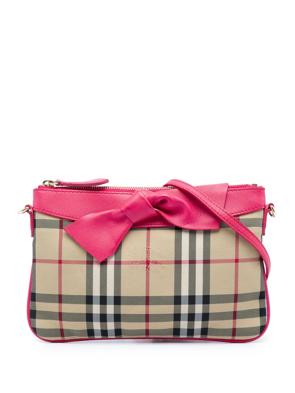 Burberry Pre-Owned 2000-2017 Haymarket Check Nylon Peyton Bow Tie crossbody bag - Pink