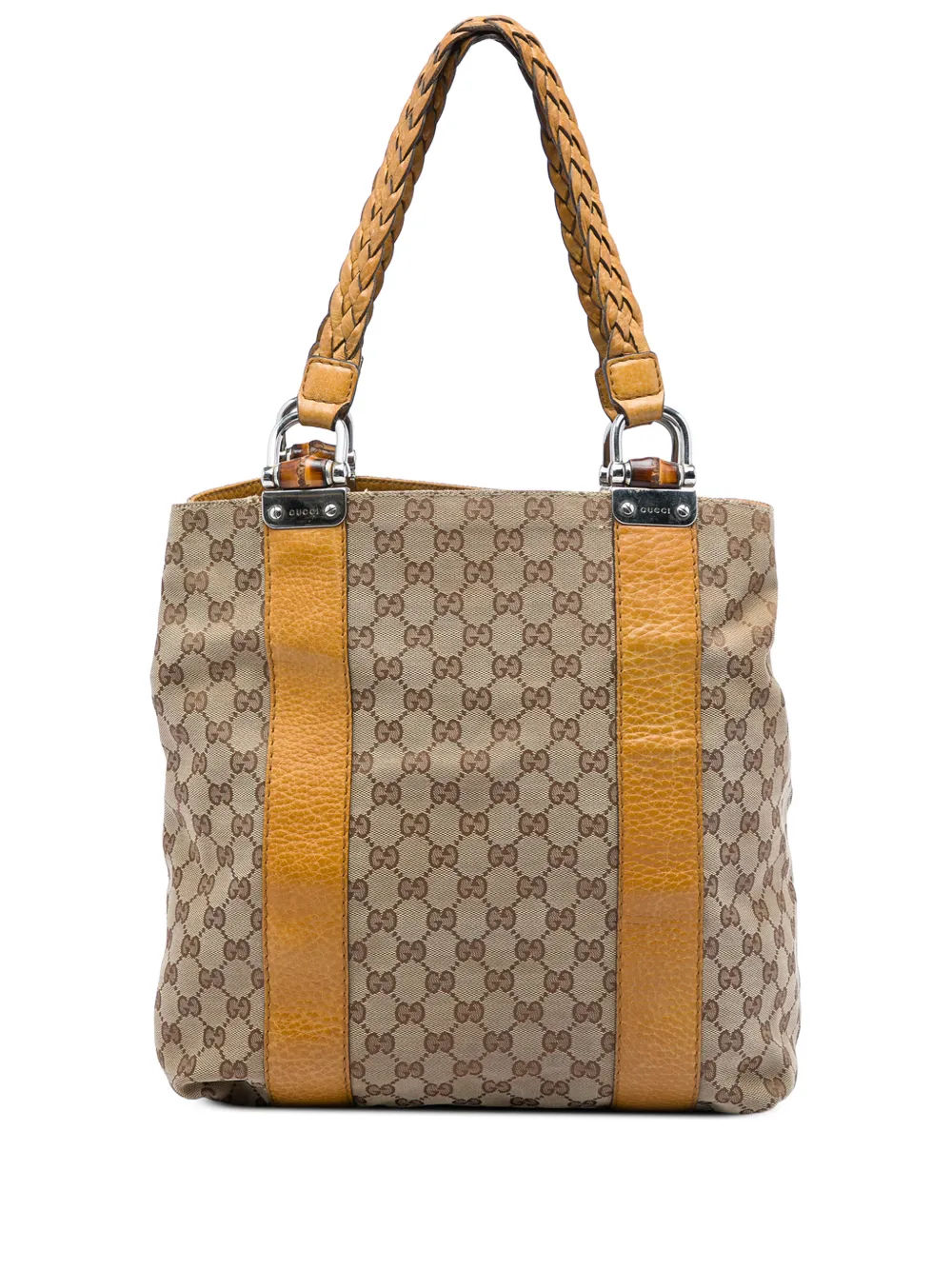 Gucci Pre-Owned 2016-2026 große Bamboo Libeccio Tote Bag aus GG-Canvas - Nude